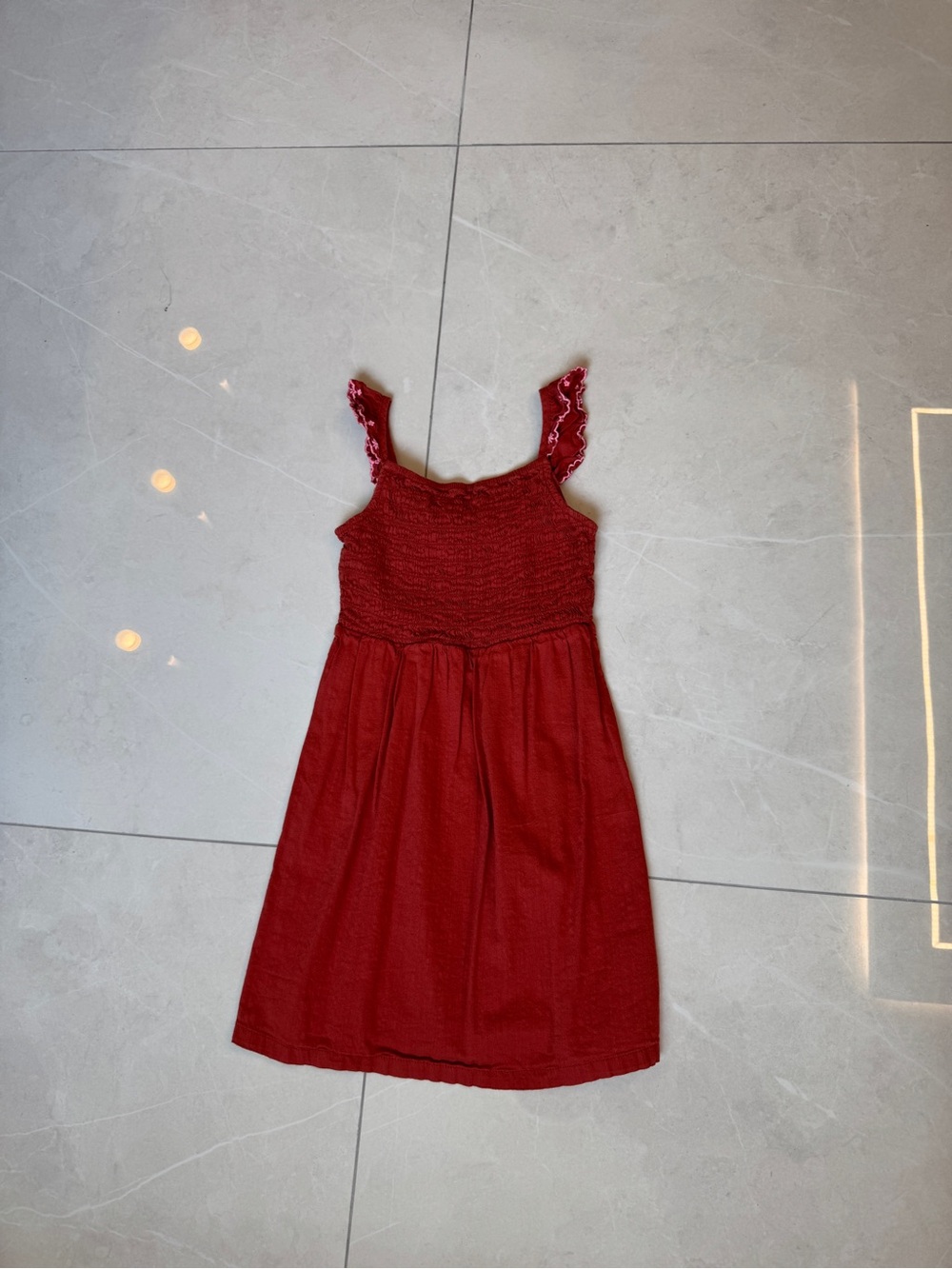 Old Navy Red Smocked Sundress with Ruffle Straps